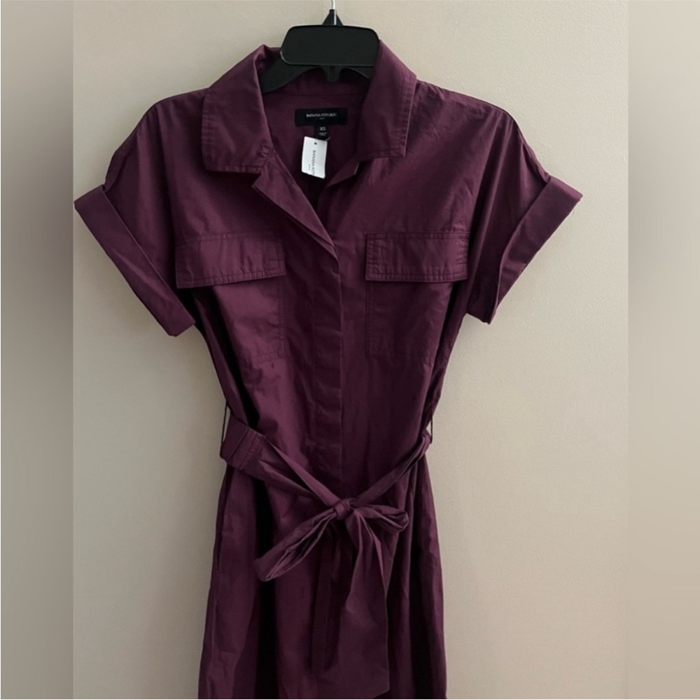 NWT! BANANA REPUBLIC POPLIN UTILITY MIDI SHIRTDRESS - Multipleπ» - Picture 3 of 5